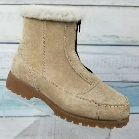 Propet Shoes - Propet Women's Tan Suede Side Zip Ankle Boots 9